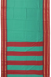 Teal Green Kanjivaram Vegan Silk Saree with Temple Border 10077927