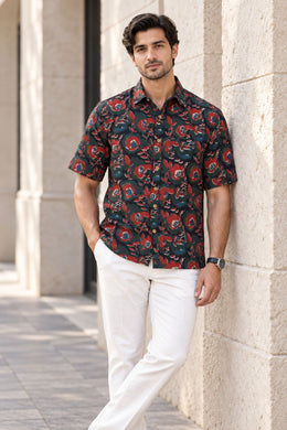 Multi Colour Half Sleeve Jahota Printed Cotton Mens Shirt 10074411