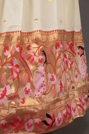 Cream Handcrafted Paithani Lehenga 10065964