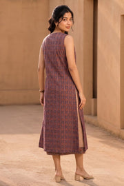 Peach Embroidered  Cotton Dress with Jacket 10077633