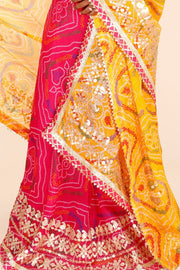 Pink Handcrafted Kota Doria Cotton Lehenga 10064752