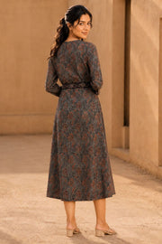 Indigo Blue Hand Block Printed Cotton Dress 10077636
