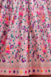 Pink Handcrafted Paithani Lehenga - 10065966