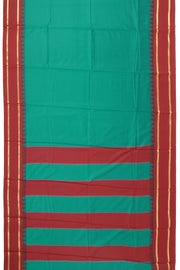 Peacock Green Vegan Silk Kanjivaram Saree With Temple Border 10077926