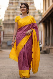 Byzantine Purple Pure Zari Korvai Kanjivaram Silk Saree 10063072