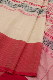 Cream Handloom Dhaniakhali Cotton Saree 10062567