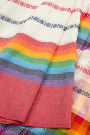 White Handloom Dhaniakhali Cotton Saree 10062569