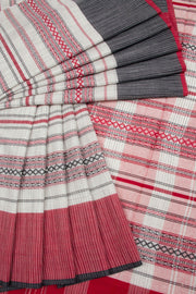 White Handloom Dhaniakhali Cotton Saree 10062574