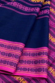 Navy Blue Handloom Dhaniakhali Cotton Saree 10062578