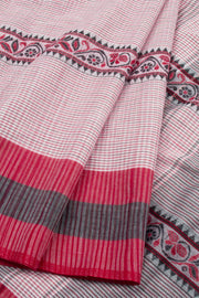 Pastel Pink Handloom Dhaniakhali Cotton Saree 10062591