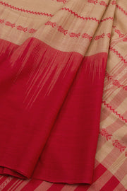 Beige Handloom Dhaniakhali Cotton Saree 10062599