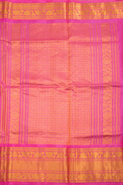 Teal Green Gadwal Kuttu Handloom Silk Saree With Pink Zari Border 10077202