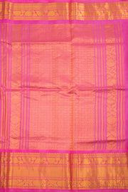 Gadwal Kuttu Weave Handloom Silk Saree in Pale Teal Green with Lotus Pink Zari Border and Pallu 10062955