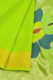 Lime Green Handloom Paithani Cotton Saree 10062503