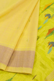 Harvest Gold Yellow Handloom Paithani Cotton Saree 10062504