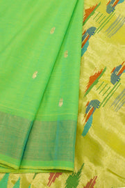 Neon Green Handloom Paithani Cotton Saree with Silk Pallu 10062508