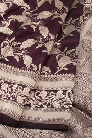 Burgundy Handloom Banarasi Katan Silk Saree 10063200
