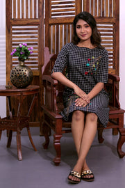 Black Hand Embroidered Cotton Dress 10062650