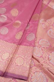 Tulip Pink Handloom Banarasi Kadhwa Katan Silk Saree 10063211