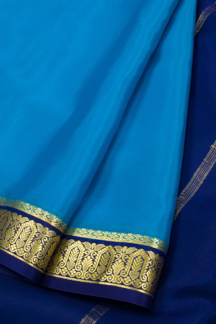Deep Sky Blue Mysore Crepe Silk Saree 10062316