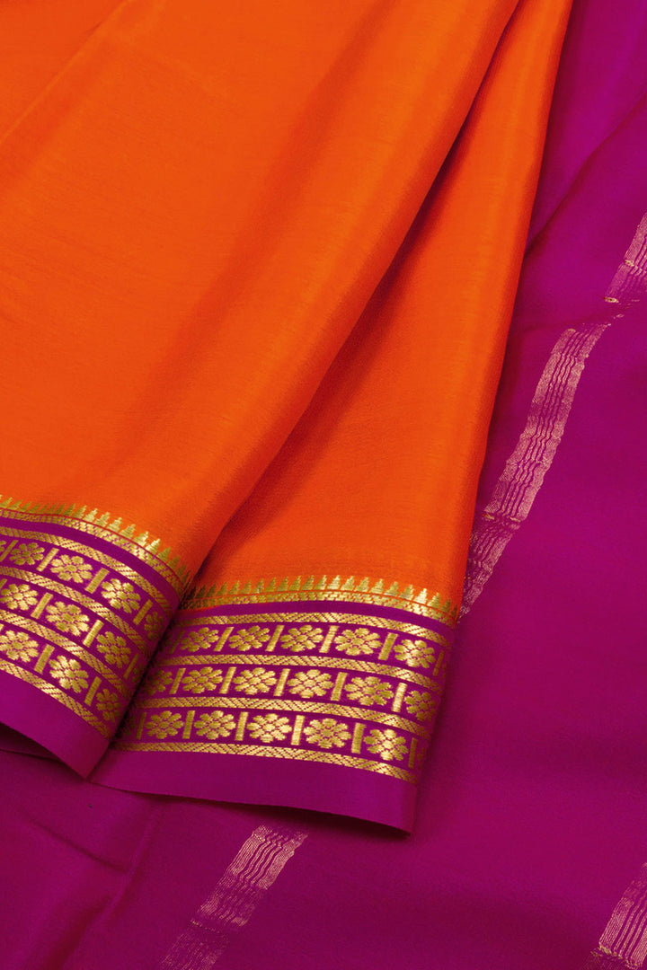 Orange Mysore Crepe Silk Saree 10062323