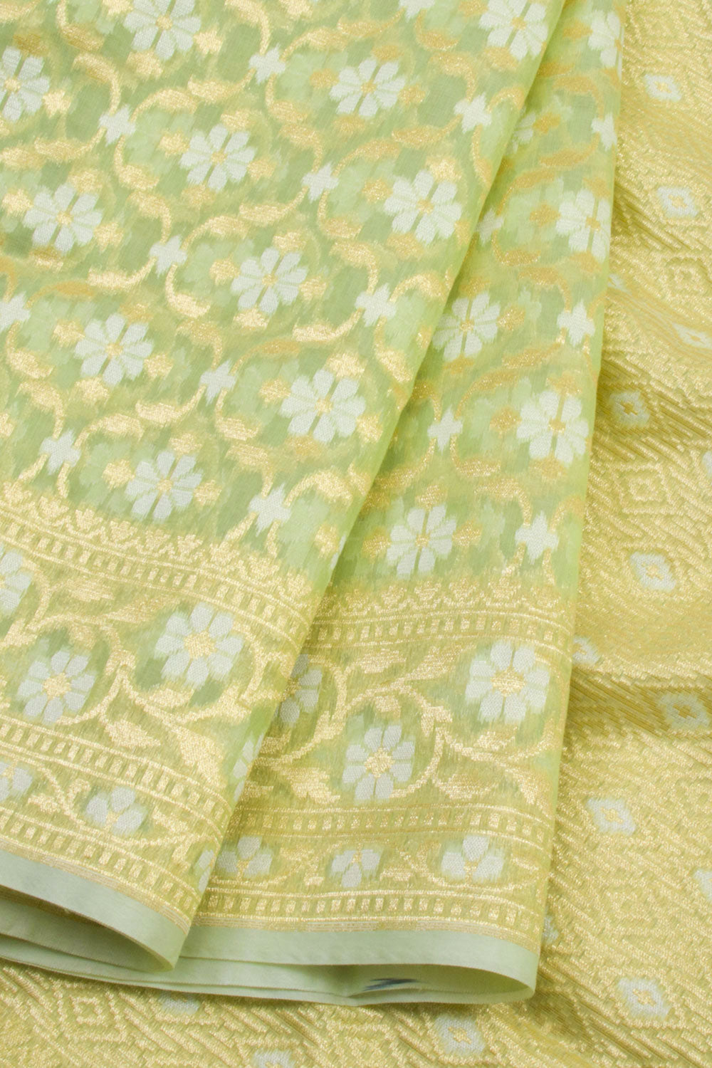 Green Handloom Banarasi Cotton Saree 10061295