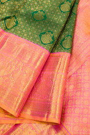 Forest Green Pure Zari Korvai Kanjivaram Silk Saree 10062638