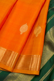 Pumpkin Orange Handloom Pure Zari Kanjivaram Saree 10062334