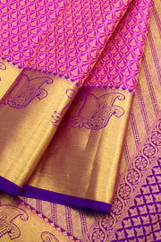 Magenta Pure Zari Jacquard Kanjivaram Silk Saree 10062458