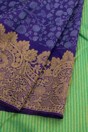 Honey Flower Violet Handloom Kanjivaram Silk Saree 10062459