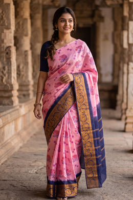 Baby Pink Sungudi Saree 10078065