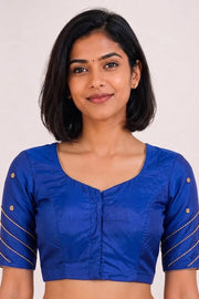 Azure Blue Aari Embroidered Tussar Silk Blouse 10070440