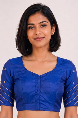 Azure Blue Aari Embroidered Tussar Silk Blouse 10070440
