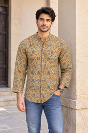 Green Full Sleeve Kalamkari Print Raglan Men's Shirt 10077843
