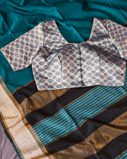 Grey Banarasi Chiniya Silk Blouse 10075005