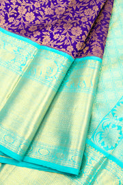 Royal Purple Pure Zari Korvai Kanjivaram Silk Saree 10062637