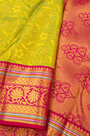 Lime Green Kanjivaram Pure Silk Saree 10077163