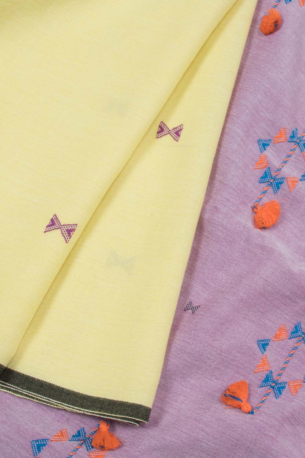Marzipan Yellow Handloom Bhujodi Cotton Saree 10062880