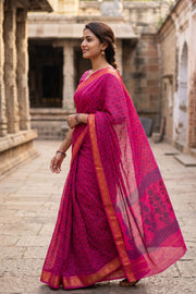 Dark Pink Sungudi Saree 10078051