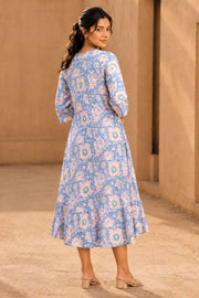 White Embroidered Midi Coat Cotton Dress With Printed Jacket 10077648