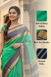 Emerald Green Semi Mysore Crepe Silk Saree 10077829
