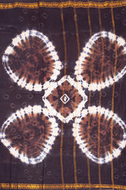 Brown and Dark Purple Tie-Dye Sungudi Cotton Saree 10078016
