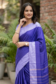 Blue Kanjivaram Vegan Silk Saree 10077086