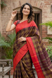 Brown Kanjivaram Vegan Silk Saree 10077087