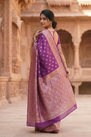 Violet Handloom Banarasi Chiniya Silk Saree 10065486