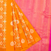 Pumpkin Orange Pure Zari Kanjivaram Rajkot Patola Silk Saree 10062479