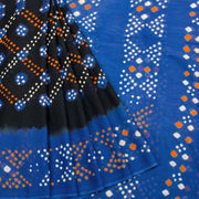 Black Handcrafted Bandhani Mulmul Cotton Saree 10062525