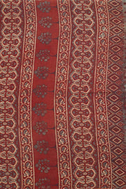 Red Ajrakh Printed Cotton Saree 10062720