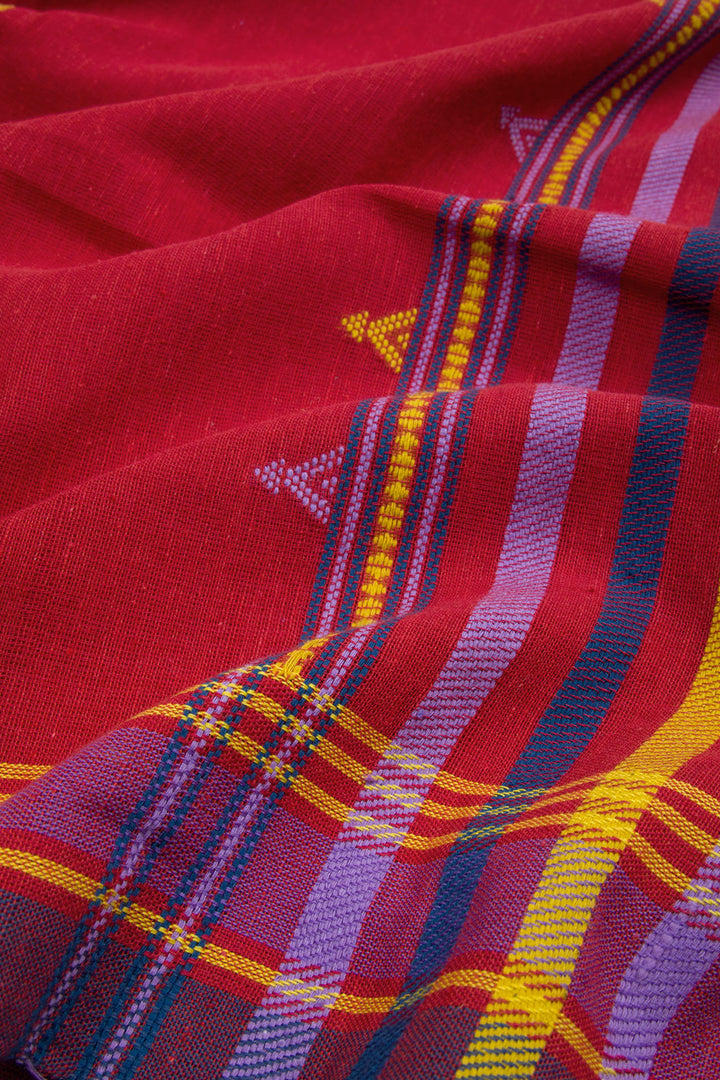 Carmine Red Handloom Bhujodi Kala Cotton Saree 10062738