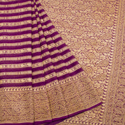 Deep Violet Handloom Khaddi Banarasi Chiffon Saree 10062767